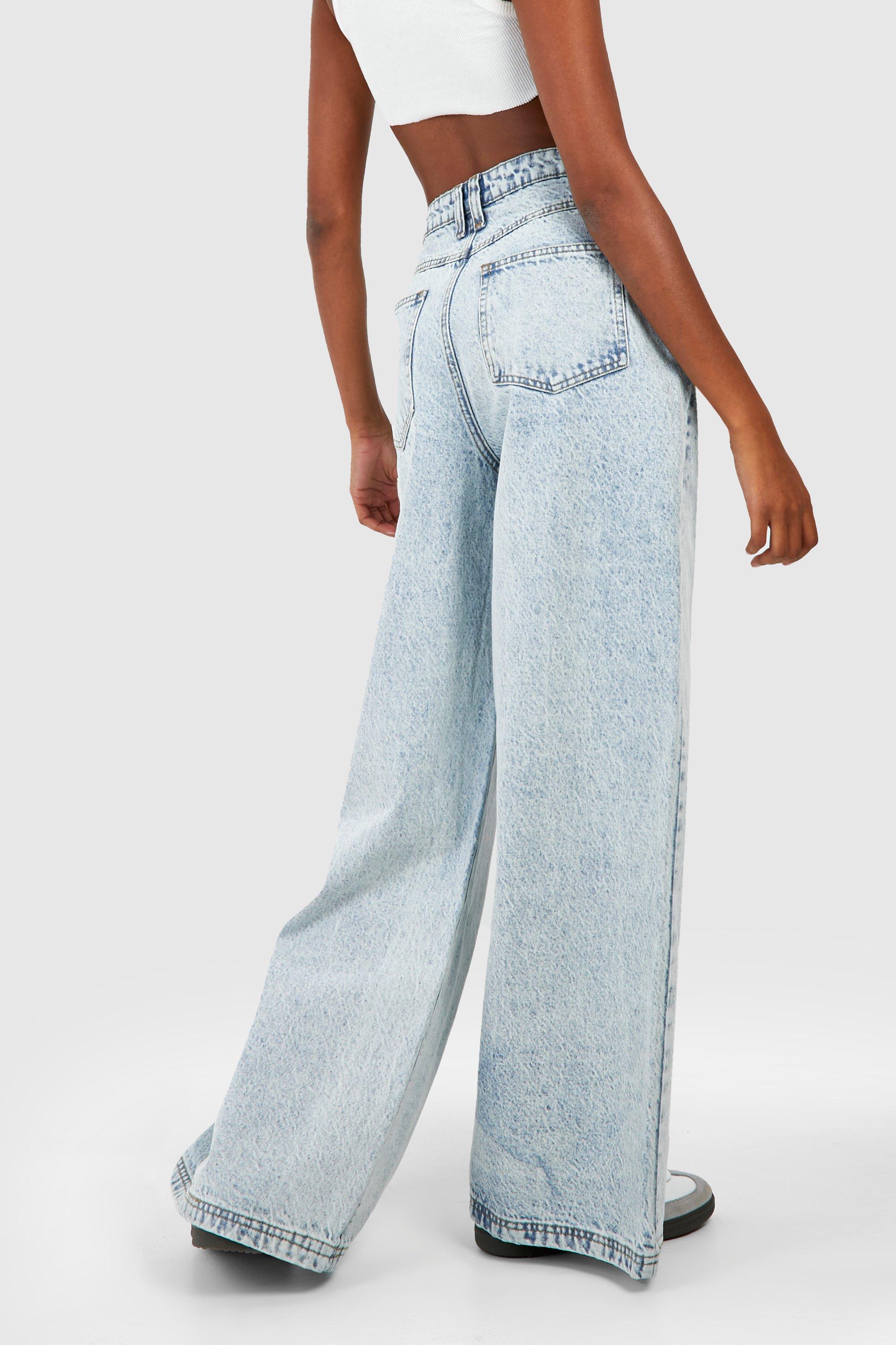 Light Acid Wash Wide Leg Jeans